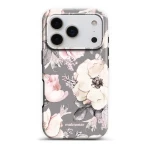 Etui ochronne do iPhone 18 Pro, Mobiwear Elite Pro, różowo-kwieciste