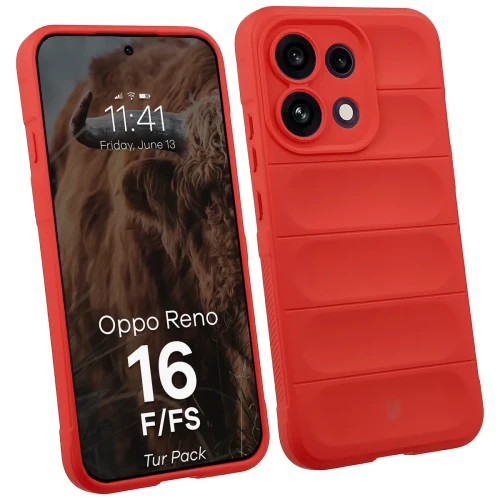 Pancerne etui + szkło hartowane Bizon Tur Pack do Oppo Reno16 F / Reno16 FS, czerwone (3/10)
