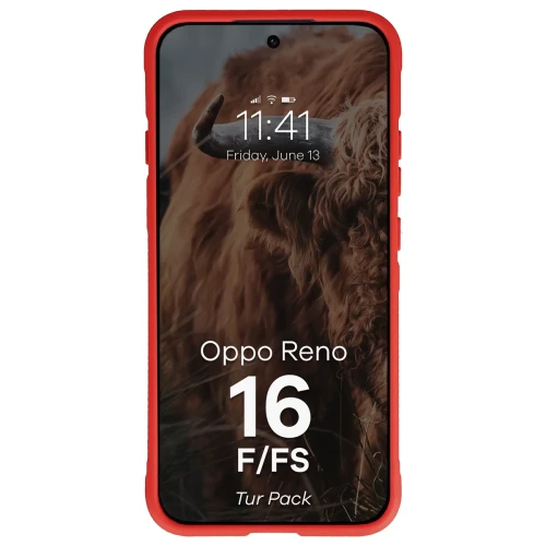Pancerne etui + szkło hartowane Bizon Tur Pack do Oppo Reno16 F / Reno16 FS, czerwone (6/10)