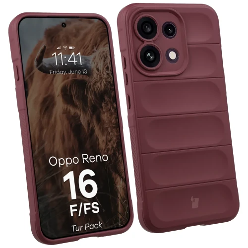 Pancerne etui + szkło hartowane Bizon Tur Pack do Oppo Reno16 F / Reno16 FS, burgundowe (3/10)