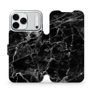 Etui z klapką do iPhone 18 Pro Max, Mobiwear Book, czarny marmur