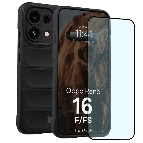 Pancerne etui + szkło hartowane Bizon Tur Pack do Oppo Reno16 F / Reno16 FS, czarne (1/10)