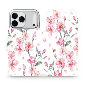 Etui z klapką do iPhone 18 Pro Max, Mobiwear Book, różowa wiosna