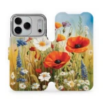 Etui z klapką do iPhone 18 Pro, Mobiwear Book, łąkowe kwiaty