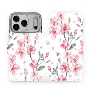 Etui z klapką do iPhone 18 Pro, Mobiwear Book, różowa wiosna