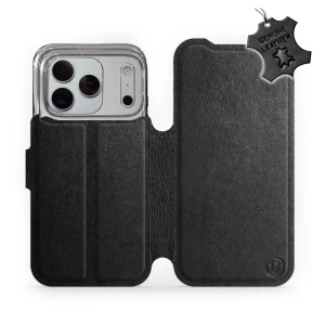 Etui z naturalnej skóry do iPhone 18 Pro, Mobiwear Leather, czarne