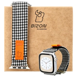Pasek do zegarka Bizon Strap Watch Urban do Apple Watch 38/40/41/42 mm, czarno-biała pepitka