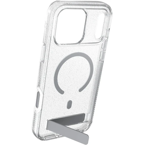 Etui ZAGG Milan Snap Kickstand do MagSafe do iPhone 18 Pro Max / 17 Pro Max, przezroczysto-srebrne z brokatem (4/7)