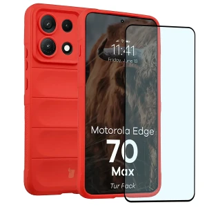 Pancerne etui + szkło hartowane Bizon Tur Pack do Motorola Edge 70 Max, czerwone