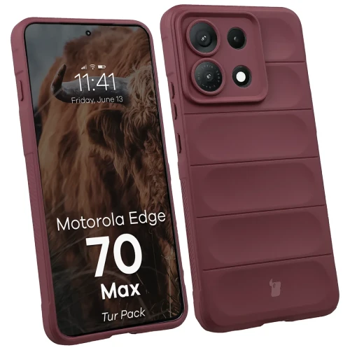 Pancerne etui + szkło hartowane Bizon Tur Pack do Motorola Edge 70 Max, burgundowe (3/10)