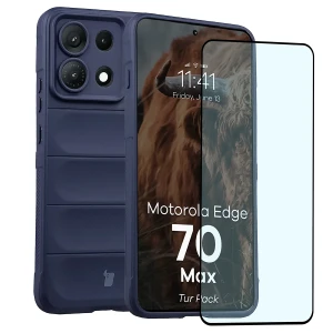 Pancerne etui + szkło hartowane Bizon Tur Pack do Motorola Edge 70 Max, granatowe
