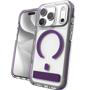 Etui ZAGG Santa Cruz Snap Kickstand do MagSafe do iPhone 18 Pro / 17 Pro, przezroczysto-fioletowe