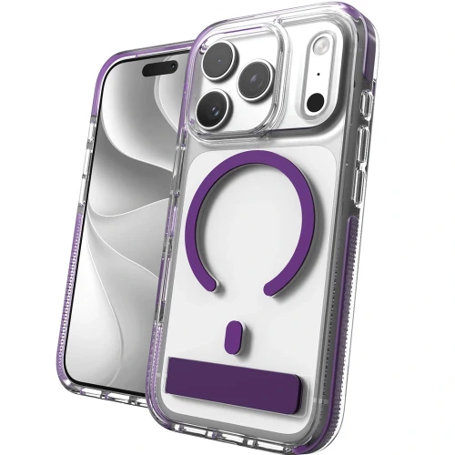 Etui ZAGG Santa Cruz Snap Kickstand do MagSafe do iPhone 18 Pro / 17 Pro, przezroczysto-fioletowe (1/7)