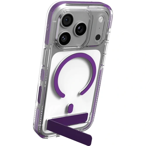 Etui ZAGG Santa Cruz Snap Kickstand do MagSafe do iPhone 18 Pro / 17 Pro, przezroczysto-fioletowe (6/7)