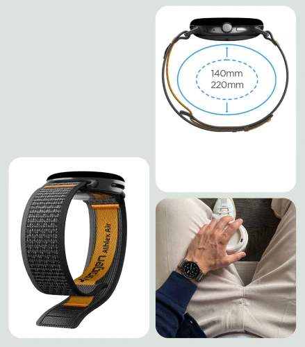 Pasek Spigen Athlex Air do Google Pixel Watch 5 (41mm) / 4 (41mm) / 3 (41mm) / 2 (41 mm), czarno-pomarańczowe (4/14)