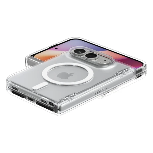 Etui Spigen Ultra Hybrid Pro Mag do MagSafe do iPhone Duo, przezroczysto-białe (13/14)