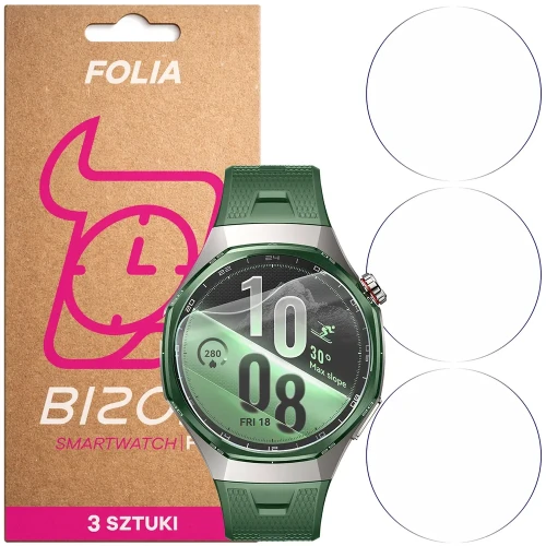 Folia ochronna na ekran zegarka Bizon Watch Film HydroFlex do Huawei Watch GT 7 Pro 46 mm, 3 sztuki (1/5)