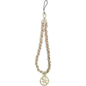 OUTLET: Zawieszka Guess Phone Strap with Beads, złoto-różowa