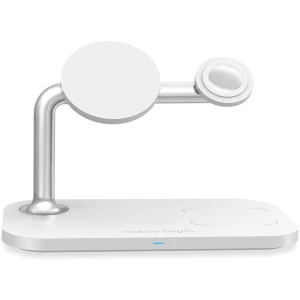 OUTLET: Ładowarka indukcyjna 3w1 Mobile Origin Wireless Charger 15W do iPhone/Apple Watch/AirPods, biała