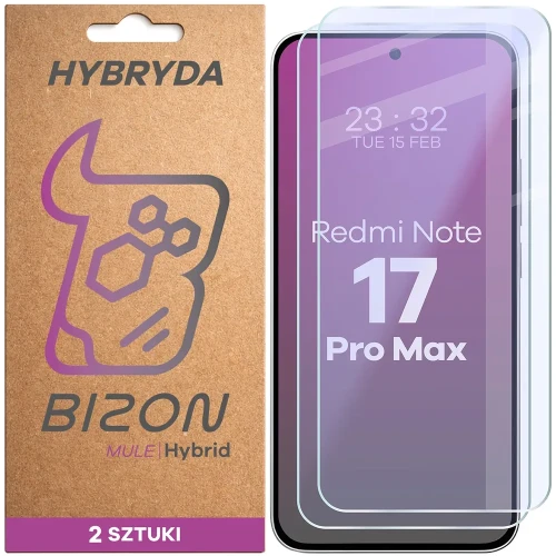 Elastyczne szkło hybrydowe Bizon Hybrid Mule Duo do Xiaomi Redmi Note 17 Pro Max 5G, 2 sztuki (1/4)