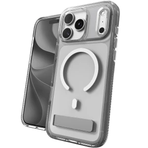 Etui ZAGG Crystal Palace Snap Kickstand do MagSafe do iPhone 18 Pro / 17 Pro, przezroczysto-białe