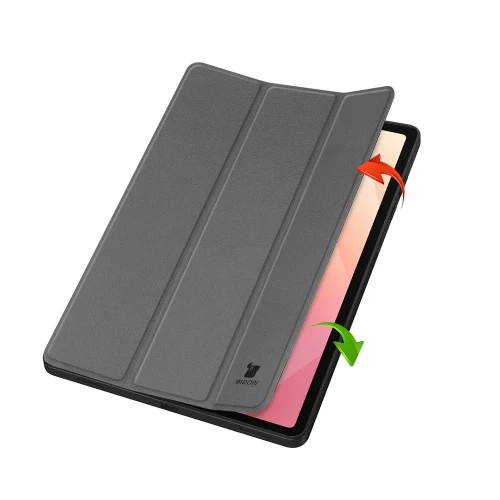 Etui z klapką Bizon Case Tab Lizard do Galaxy Tab S12 Plus, szare (2/9)