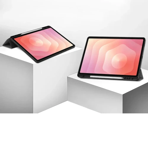Etui z klapką Bizon Case Tab Lizard do Galaxy Tab S12 Plus, szare (5/9)