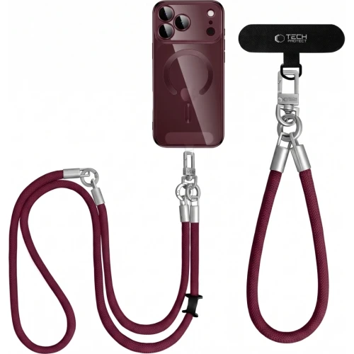 Uniwersalna smycz do telefonu, sznurek C10S Rope Crossbody & Wrist Tech Protect, burgundowa (1/10)