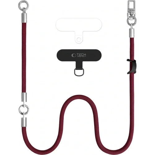 Uniwersalna smycz do telefonu, sznurek C10S Rope Crossbody & Wrist Tech Protect, burgundowa (2/10)