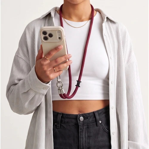 Uniwersalna smycz do telefonu, sznurek C10S Rope Crossbody & Wrist Tech Protect, burgundowa (4/10)