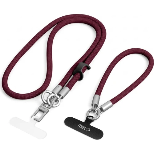 Uniwersalna smycz do telefonu, sznurek C10S Rope Crossbody & Wrist Tech Protect, burgundowa (7/10)