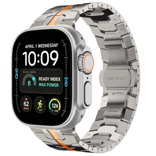 Pasek Tech-Protect Stainless do Apple Watch 49/46/45/44 mm, tytanowo-pomarańczowy (1/8)