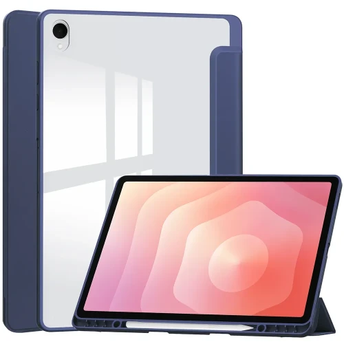 Etui z klapką Bizon Case Tab Clear Matt do Galaxy Tab S12 Plus, granatowe (1/8)