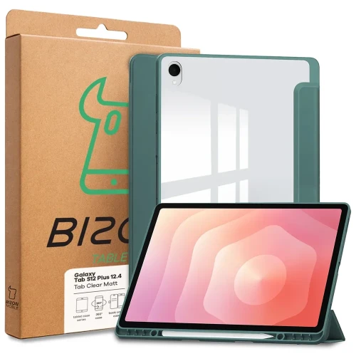 Etui z klapką Bizon Case Tab Clear Matt do Galaxy Tab S12 Plus, ciemnozielone (8/8)
