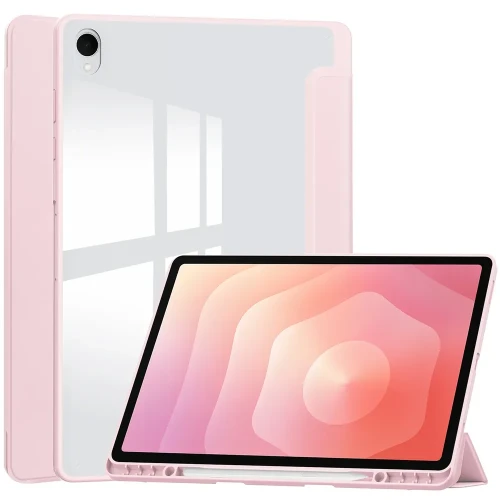Etui z klapką Bizon Case Tab Clear Matt do Galaxy Tab S12 Plus, różowe (1/8)