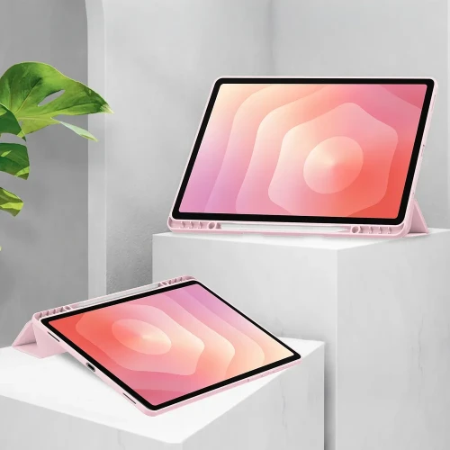 Etui z klapką Bizon Case Tab Clear Matt do Galaxy Tab S12 Plus, różowe (2/8)