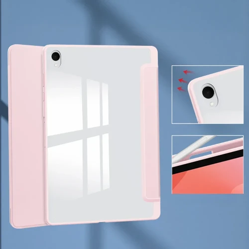 Etui z klapką Bizon Case Tab Clear Matt do Galaxy Tab S12 Plus, różowe (3/8)