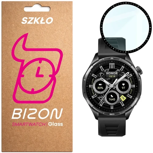 Szkło hybrydowe Bizon Watch Glass Edge Hybrid dla Honor Watch 6 / 6 Plus, czarne (1/5)