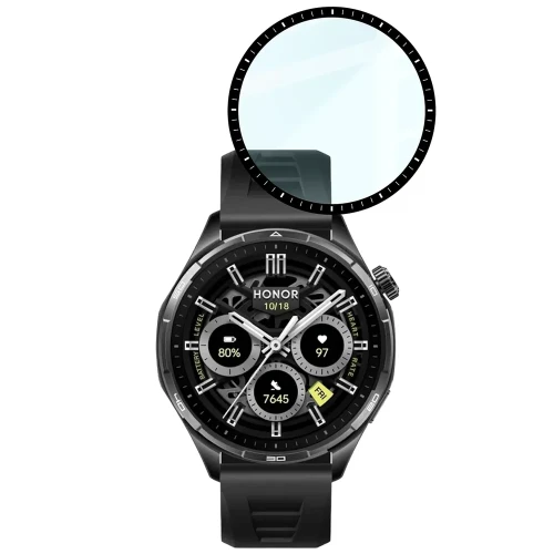 Szkło hybrydowe Bizon Watch Glass Edge Hybrid dla Honor Watch 6 / 6 Plus, czarne (4/5)
