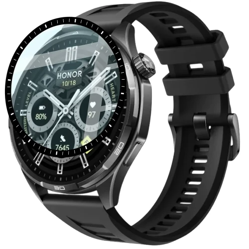 Szkło hybrydowe Bizon Watch Glass Edge Hybrid dla Honor Watch 6 / 6 Plus, czarne (5/5)
