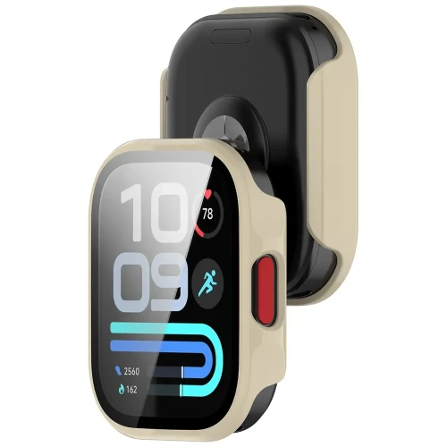 Etui ze szkłem do zegarka Bizon Case Watch Adamo do Xiaomi Redmi Watch 6 Lite, beżowe (1/8)