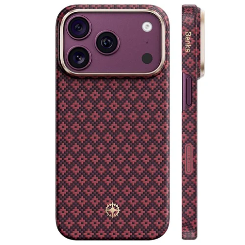 Etui aramidowe Benks Magnetic Armor Air Armor Grid MagSafe do iPhone 18 Pro, burgundowe (3/14)