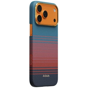 Etui aramidowe Pitaka Edge Ultra-Slim Case PitaTap do MagSafe, do iPhone 18 Pro / 17 Pro, niebiesko-burgundowe z kevlarem