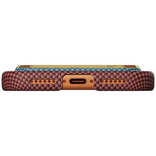 Etui aramidowe Pitaka Edge Ultra-Slim Case PitaTap do MagSafe, do iPhone 18 Pro / 17 Pro, pomarańczowo-niebieskie z kevlarem (6/6)