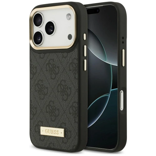 Etui Guess 4G Logo Plate do iPhone 18 Pro / 17 Pro, czarne (1/8)