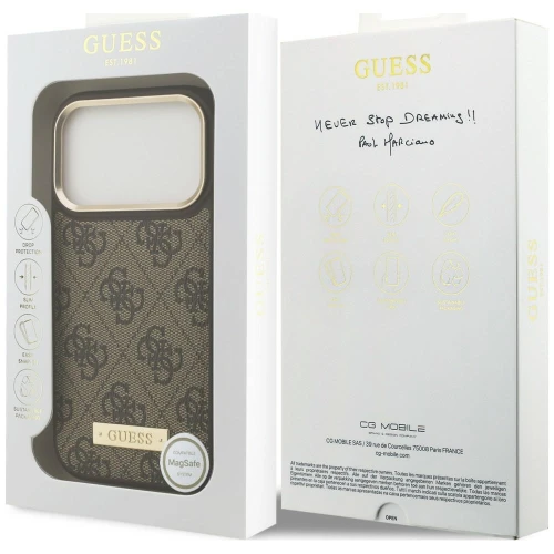 Etui Guess 4G Logo Plate do iPhone 18 Pro / 17 Pro, brązowe (8/8)