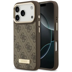 Etui Guess 4G Logo Plate do iPhone 18 Pro Max / 17 Pro Max, brązowe