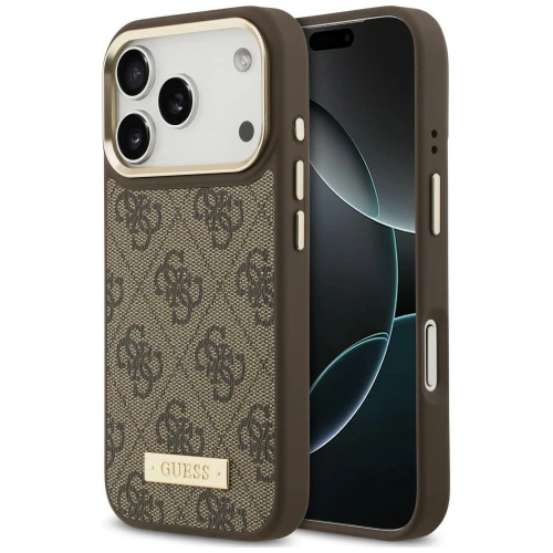 Etui Guess 4G Logo Plate do iPhone 18 Pro Max / 17 Pro Max, brązowe (1/8)