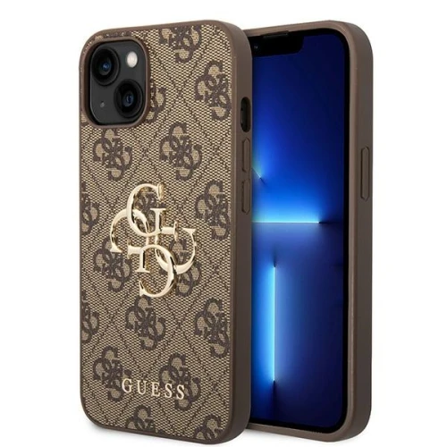 Etui Guess Hardcase 4G Big Metal Logo do iPhone 15 / 14 / 13, brązowe (1/8)