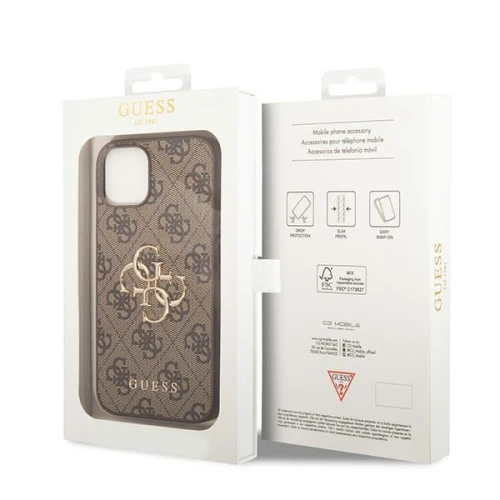 Etui Guess Hardcase 4G Big Metal Logo do iPhone 15 / 14 / 13, brązowe (8/8)